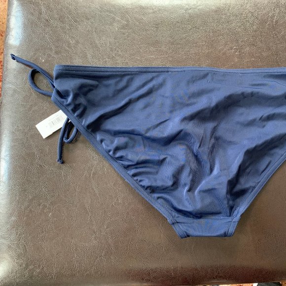 Low Rise Navy Bikini with Ties, Medium Coverage - Picture 3 of 9
